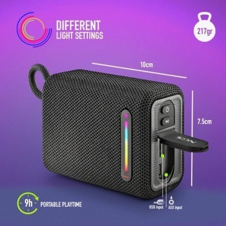 Ngs Altavoz Portátil Bluetooth Luces RGB IPX6 Negro 15W